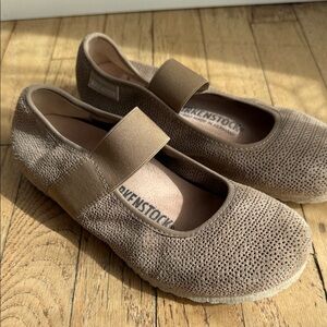 Birkenstock Beige Knit Mary Jane Shoes Size 37